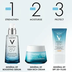 Vichy Minéral 89 Hydration Hyaluronic Acid Routine Set: Serum, Moistur